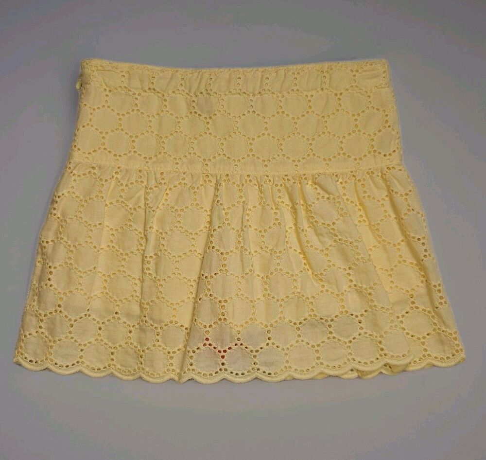 Vintage Gymboree Eyelet Skort Size 4 Yellow Adjustable Waist Scalloped Hem NWT